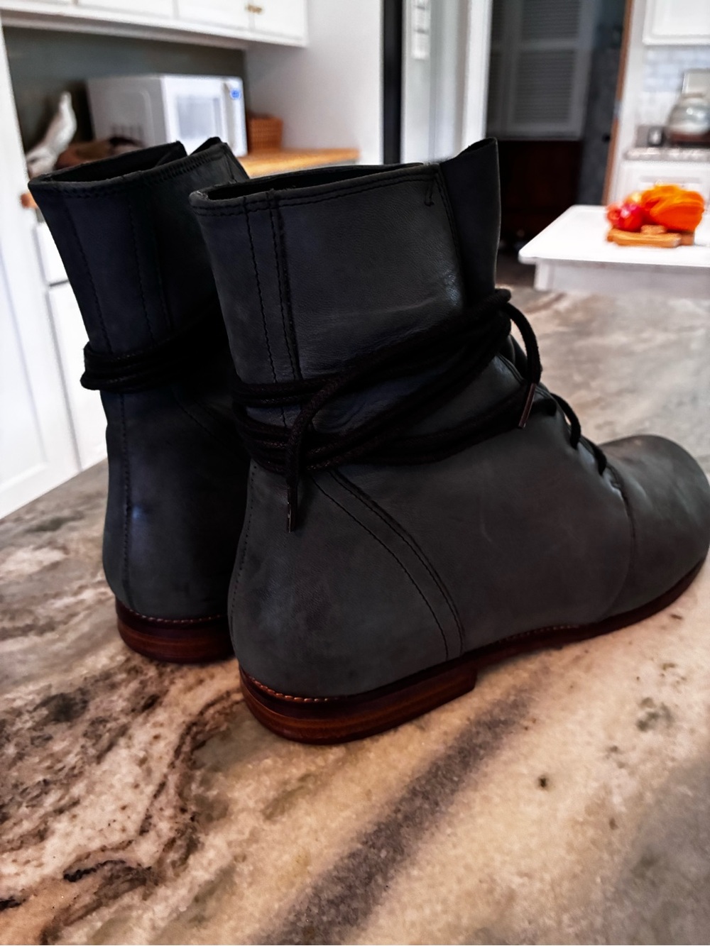 High end Ziera lace up Grey Women's Leather Boots 39 Hipster